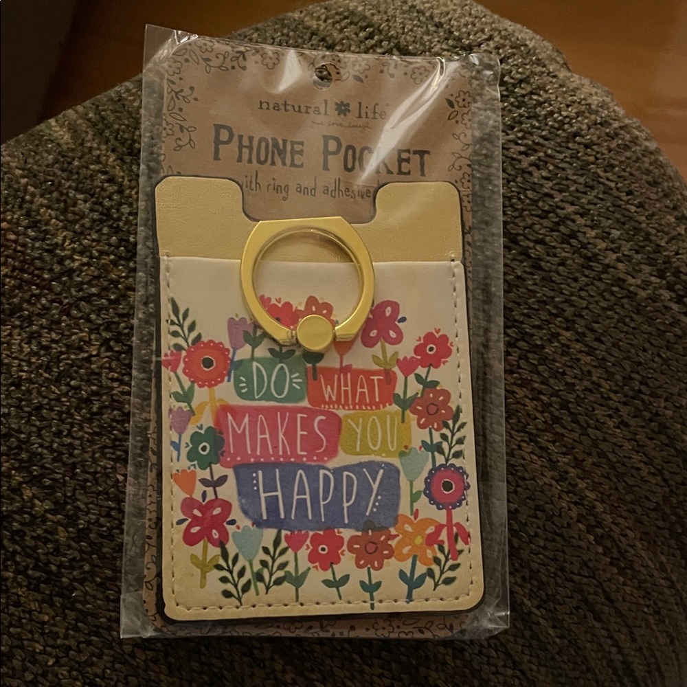 Natural Life Floral Phone Pocket with Ring - Multicolor